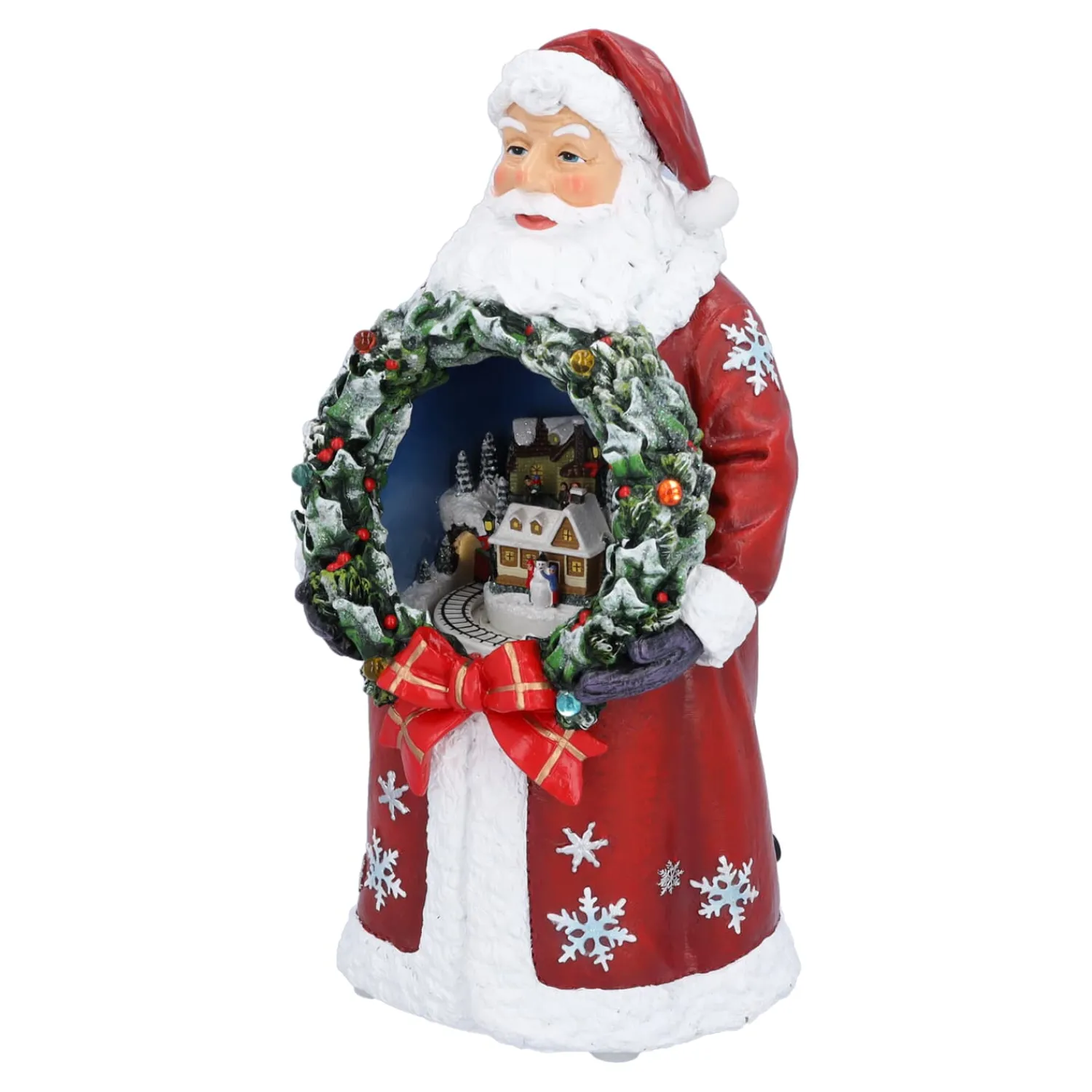 Spieluhr Weihnachten-Weihnachtsmann mit Kranz, Spieldose