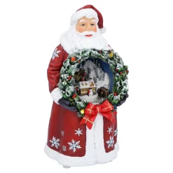 Spieluhr Weihnachten-Weihnachtsmann mit Kranz, Spieldose