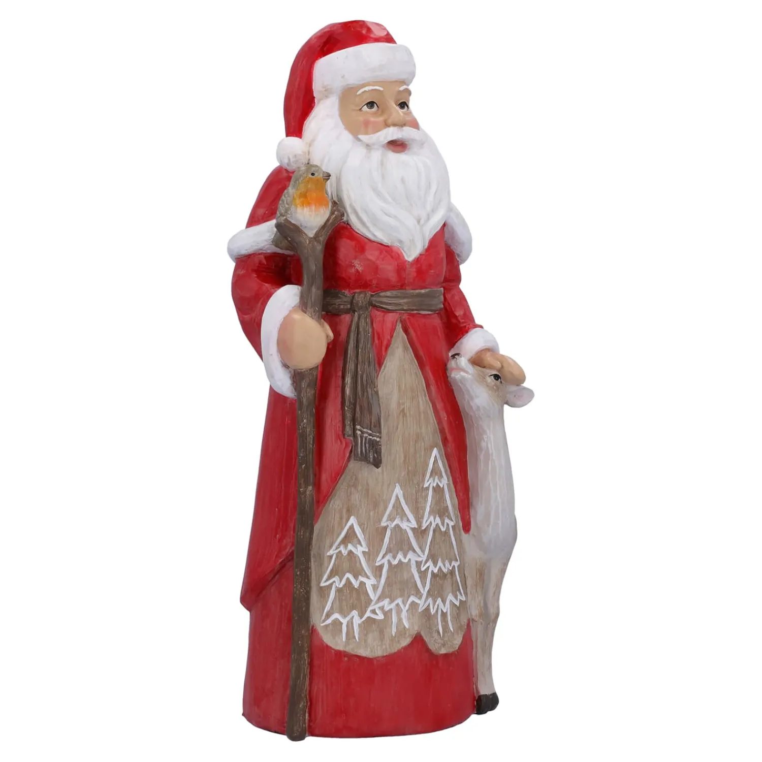 Nostalgische Weihnachtsdeko|Standfiguren-Weihnachtsmann mit Rehkitz