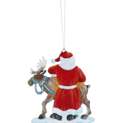 Käthes Original Baumschmuck Aus Zinn-Weihnachtsmann mit Rentier, Zinn-Baumbehang