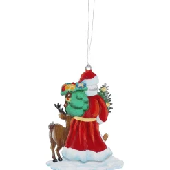 Käthes Original Baumschmuck Aus Zinn-Weihnachtsmann mit Waldtieren, Zinn-Baumbehang