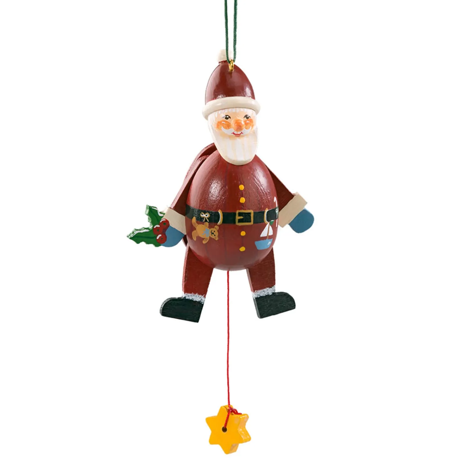 Käthes Original Christbaumschmuck Holz-Weihnachtsmann rund, beweglich