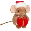 Hermann Teddy Plüschtiere-Weihnachtsmaus mit Geschenk, Plüschfigur