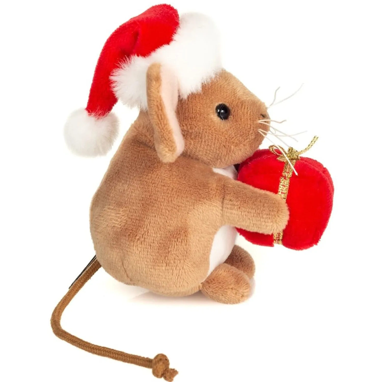 Hermann Teddy Plüschtiere-Weihnachtsmaus mit Geschenk, Plüschfigur