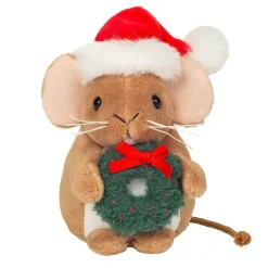 Hermann Teddy Plüschtiere-Weihnachtsmaus mit Kranz, Plüschfigur