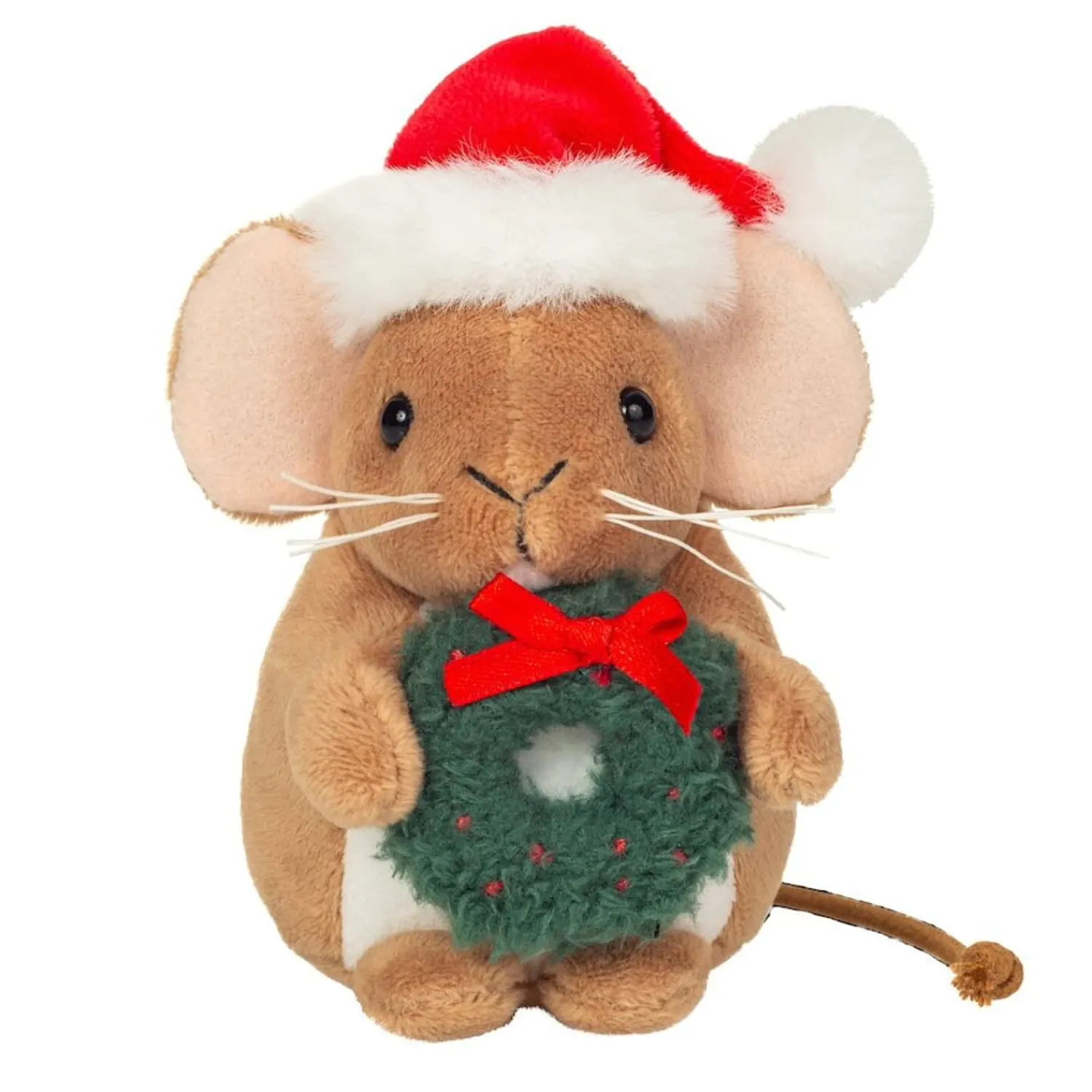 Hermann Teddy Plüschtiere-Weihnachtsmaus mit Kranz, Plüschfigur