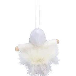 Käthes Original Käthes Original Figuren|Christbaumschmuck Holz-Weihnachtswichtel auf Schlitten, weiß, Holz-Baumbehang