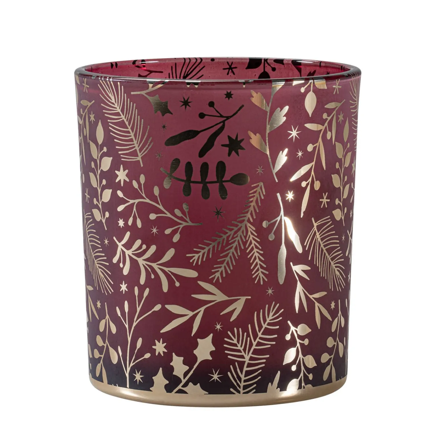 Kerzen & Teelichthalter-Windlicht "Weihnachtszweige", 10 cm