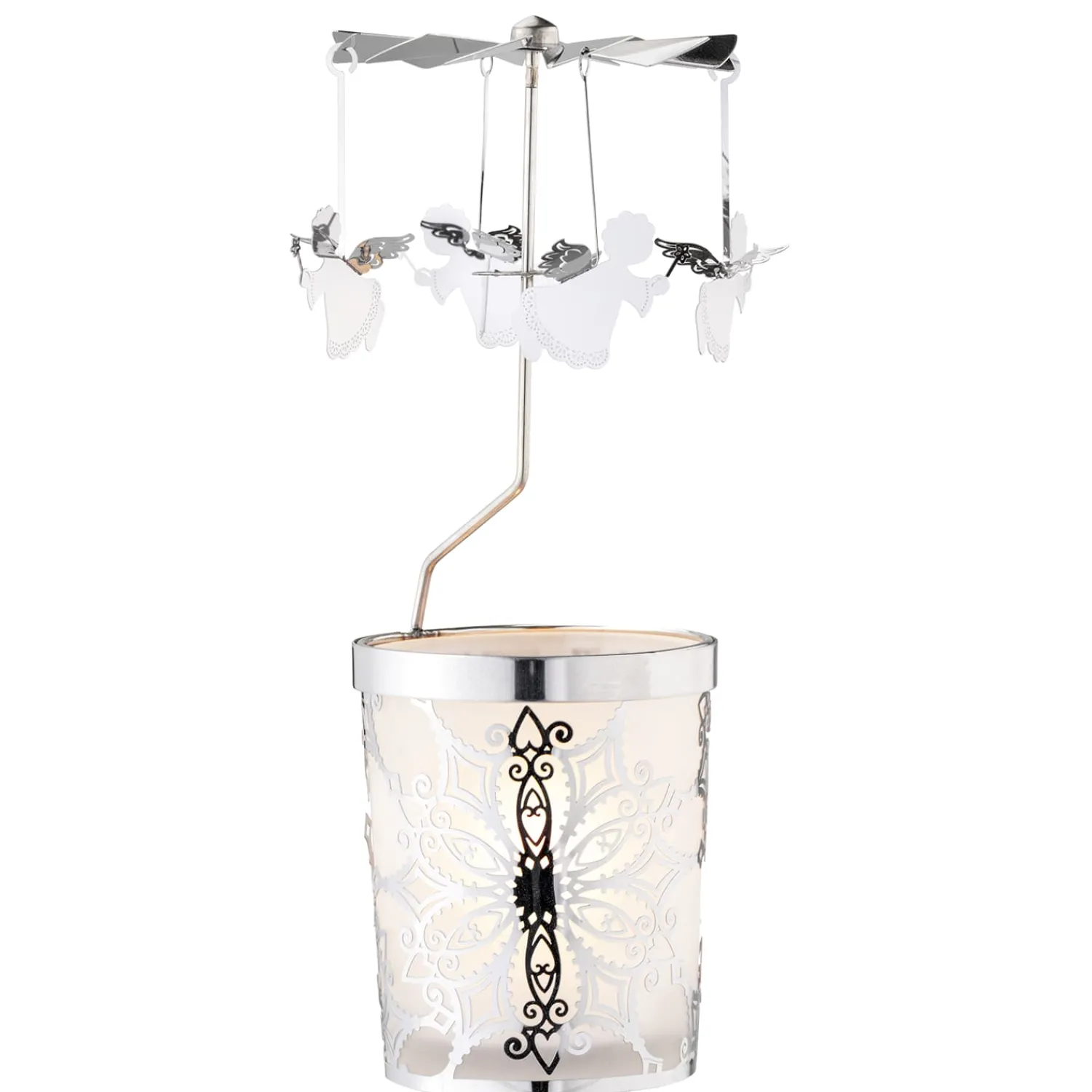 Kerzen & Teelichthalter-Windlicht-Karussell "Engel", silber