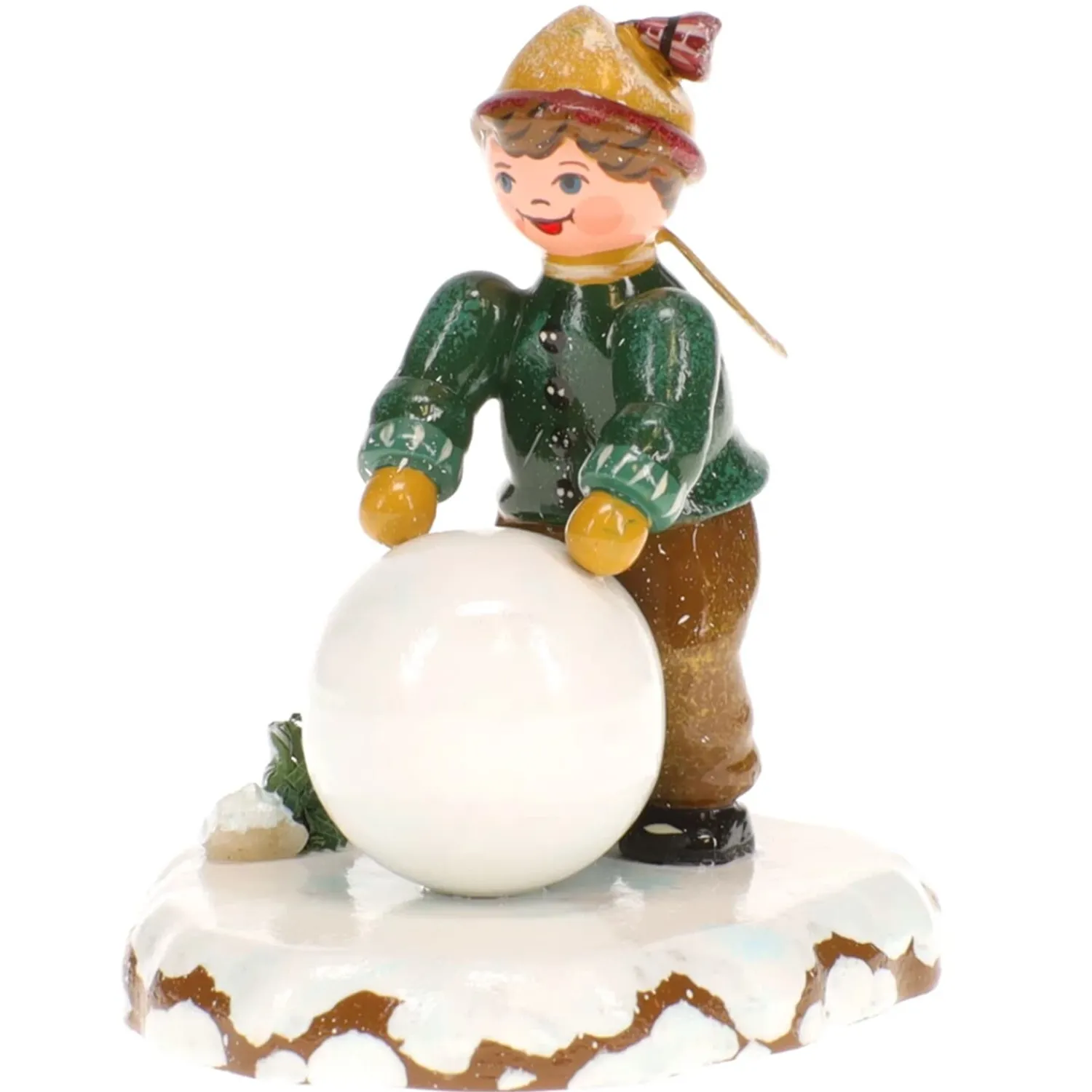 Hubrig Volkskunst Hubrig Miniaturen-Winterkinder Junge mit Schneekugel