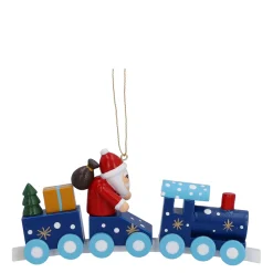 Käthes Original Christbaumschmuck Holz-Zug mit Weihnachtsmann